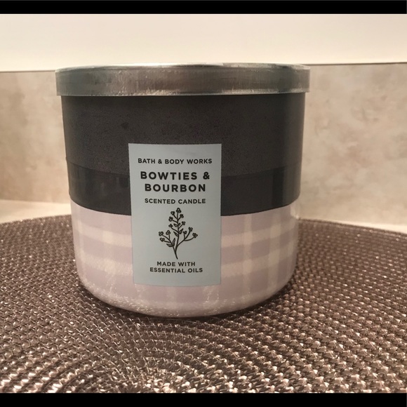 NWT Bowties & Bourbon 3-Wick Candle